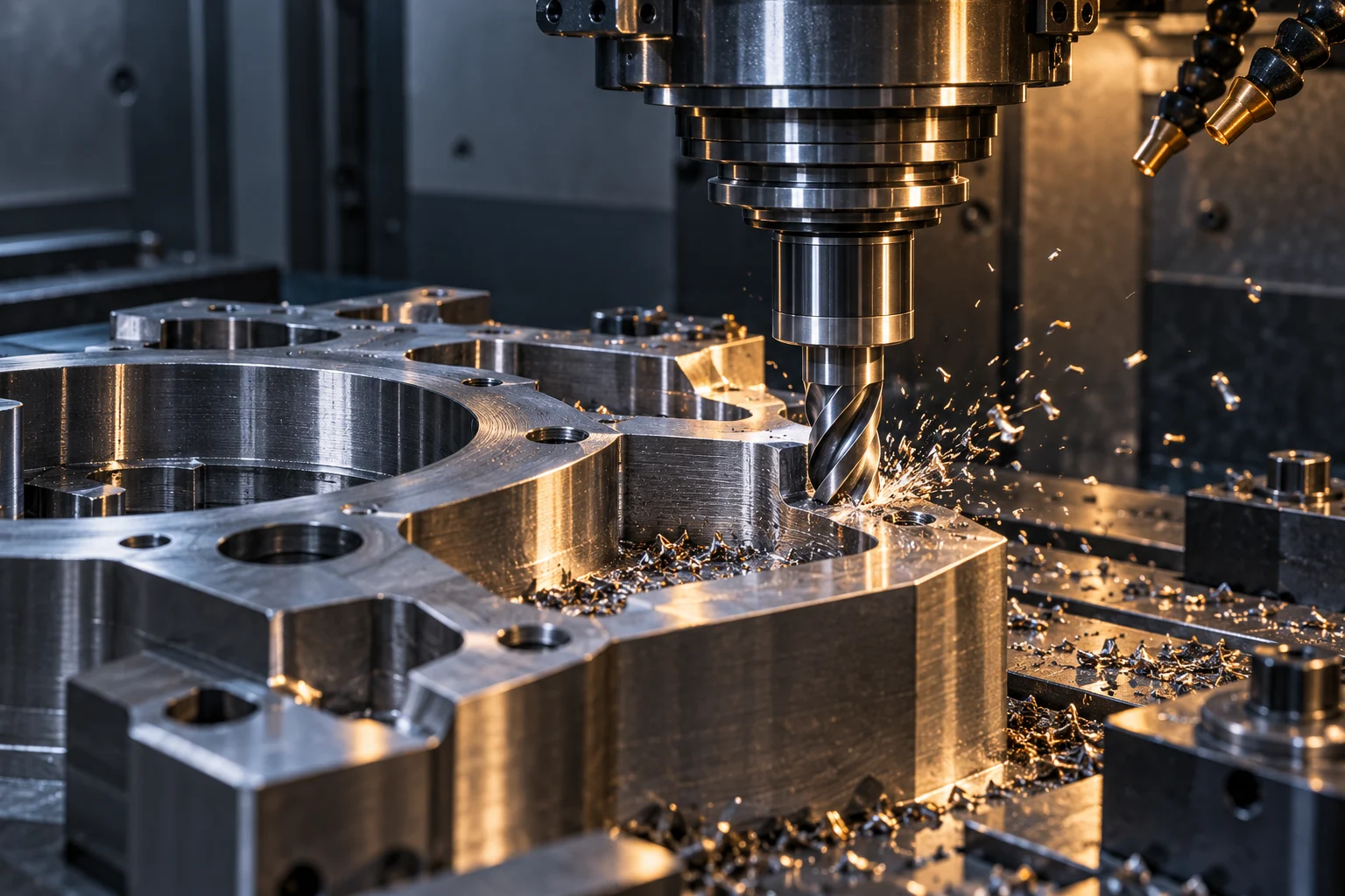Illustrative close-up of CNC precision machining